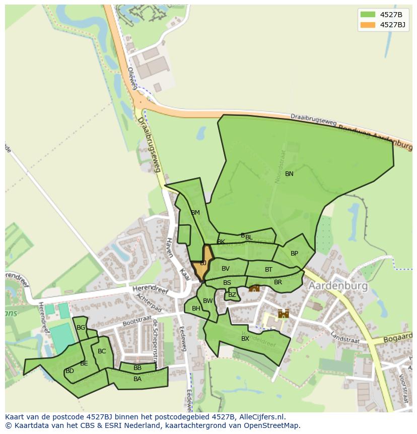 Afbeelding van het postcodegebied 4527 BJ op de kaart.