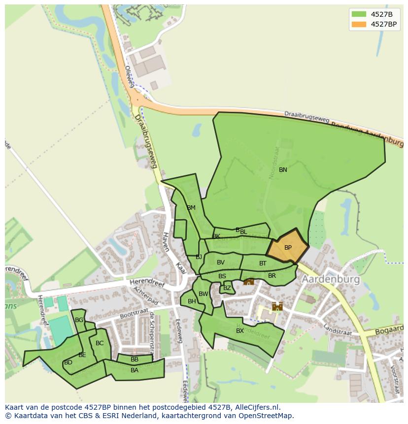 Afbeelding van het postcodegebied 4527 BP op de kaart.