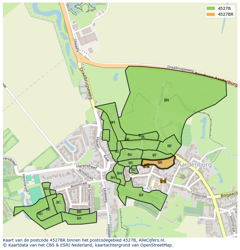 Afbeelding van het postcodegebied 4527 BR op de kaart.
