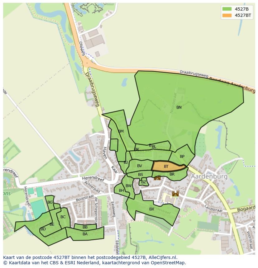 Afbeelding van het postcodegebied 4527 BT op de kaart.