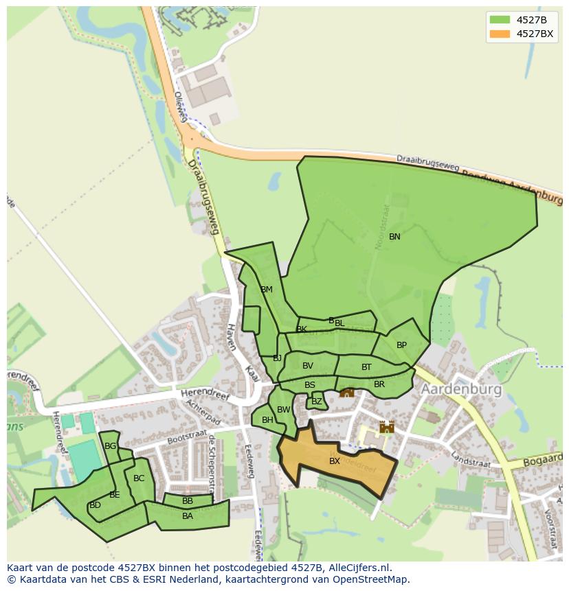 Afbeelding van het postcodegebied 4527 BX op de kaart.
