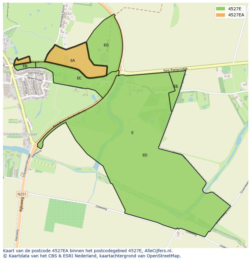 Afbeelding van het postcodegebied 4527 EA op de kaart.