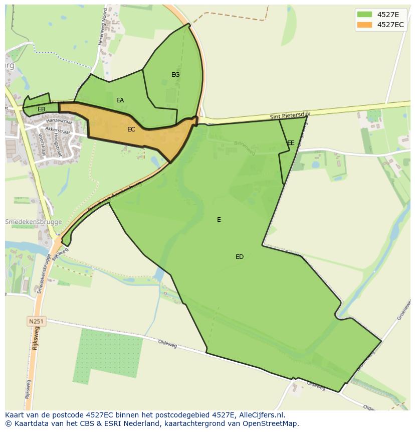 Afbeelding van het postcodegebied 4527 EC op de kaart.