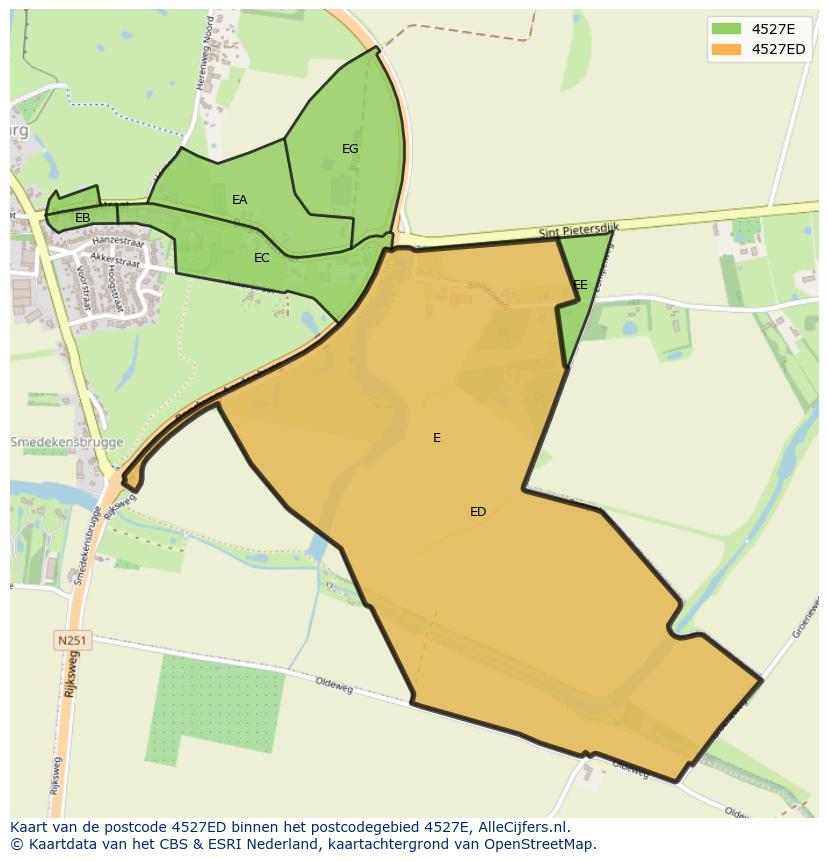 Afbeelding van het postcodegebied 4527 ED op de kaart.