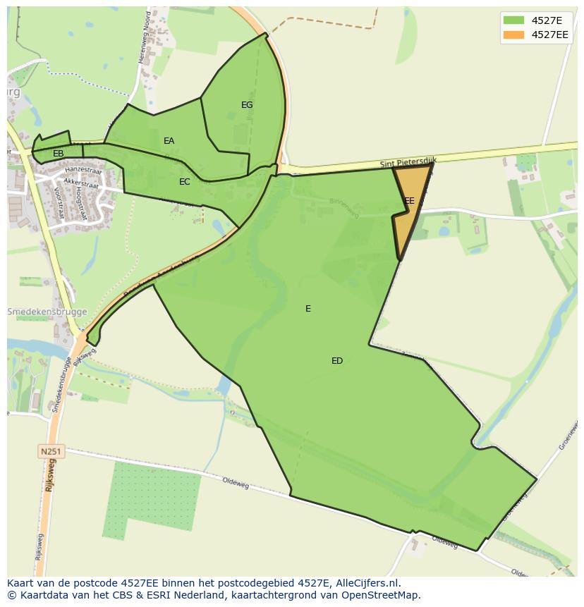 Afbeelding van het postcodegebied 4527 EE op de kaart.