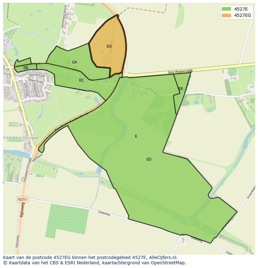 Afbeelding van het postcodegebied 4527 EG op de kaart.