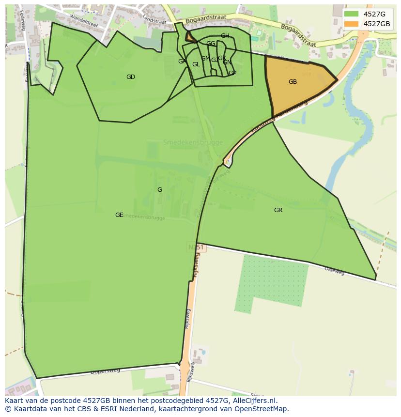Afbeelding van het postcodegebied 4527 GB op de kaart.