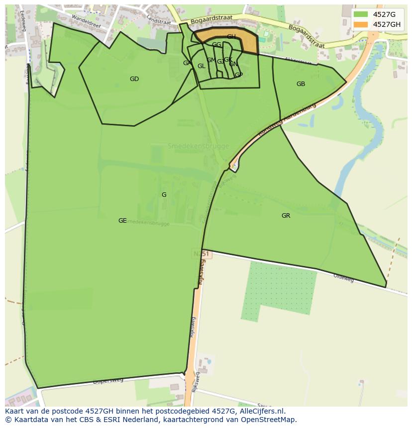 Afbeelding van het postcodegebied 4527 GH op de kaart.