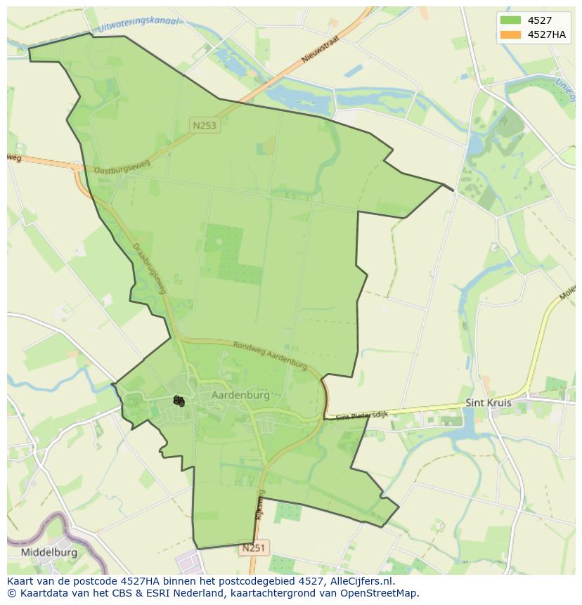Afbeelding van het postcodegebied 4527 HA op de kaart.