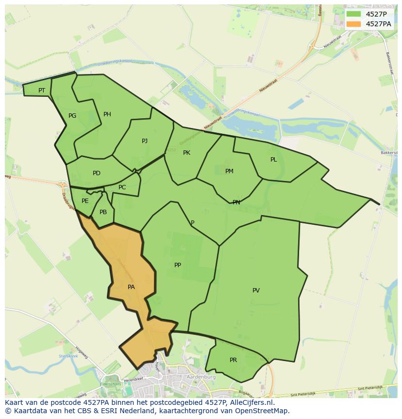 Afbeelding van het postcodegebied 4527 PA op de kaart.