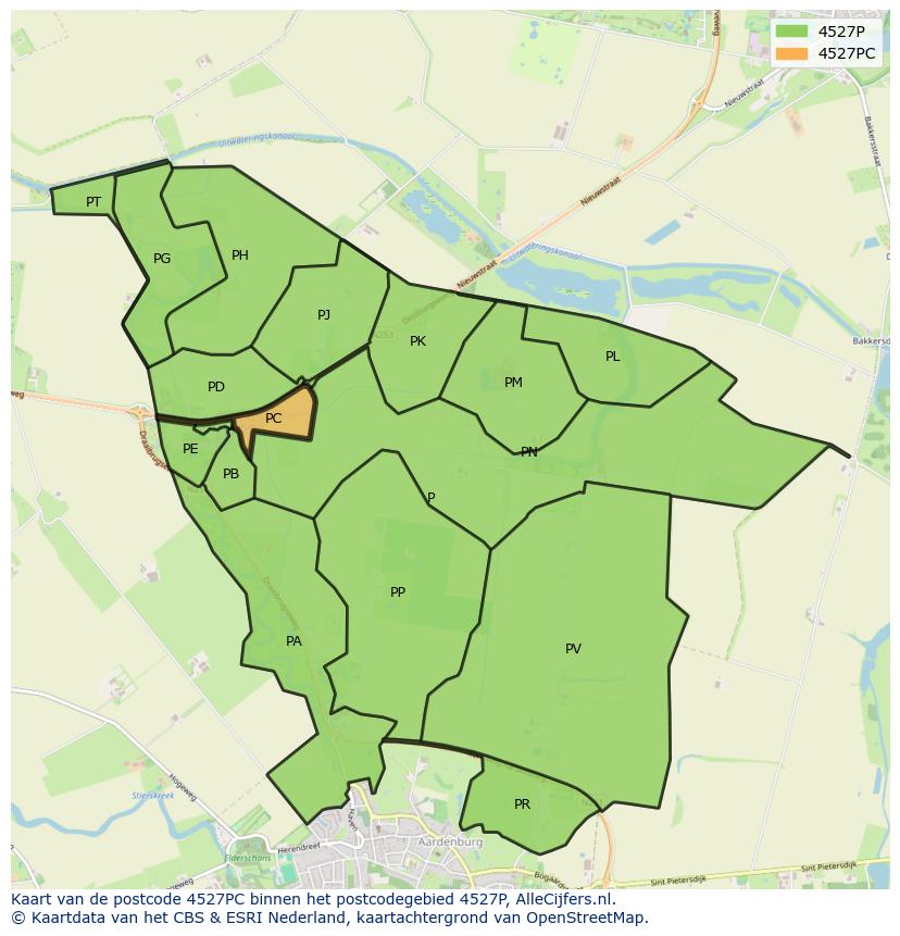 Afbeelding van het postcodegebied 4527 PC op de kaart.