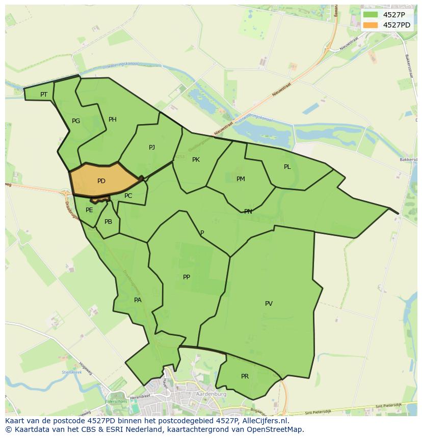 Afbeelding van het postcodegebied 4527 PD op de kaart.