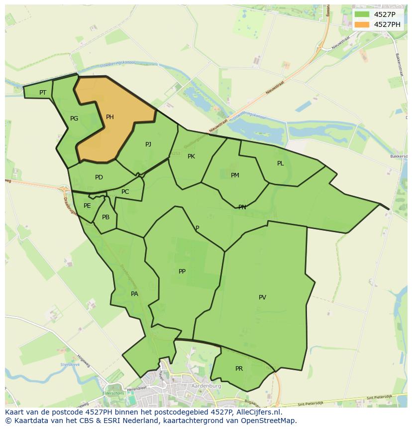 Afbeelding van het postcodegebied 4527 PH op de kaart.