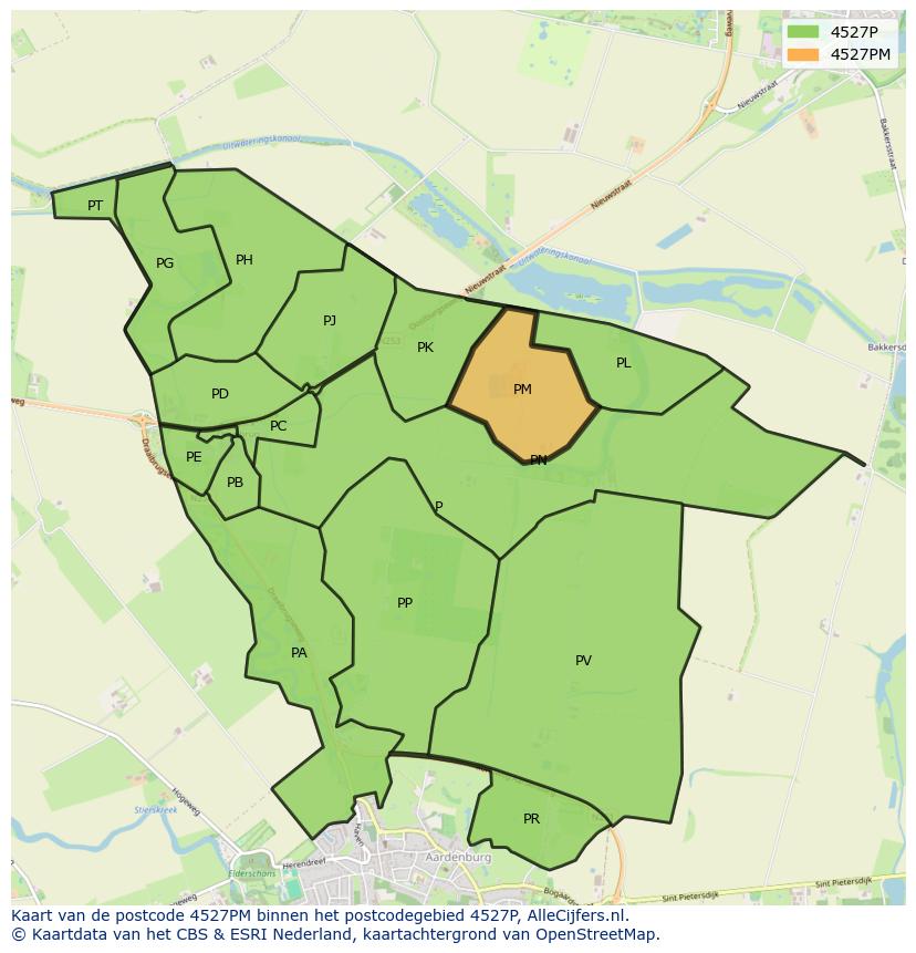 Afbeelding van het postcodegebied 4527 PM op de kaart.