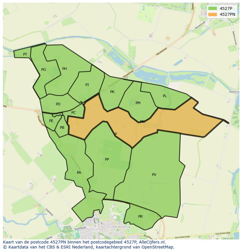 Afbeelding van het postcodegebied 4527 PN op de kaart.