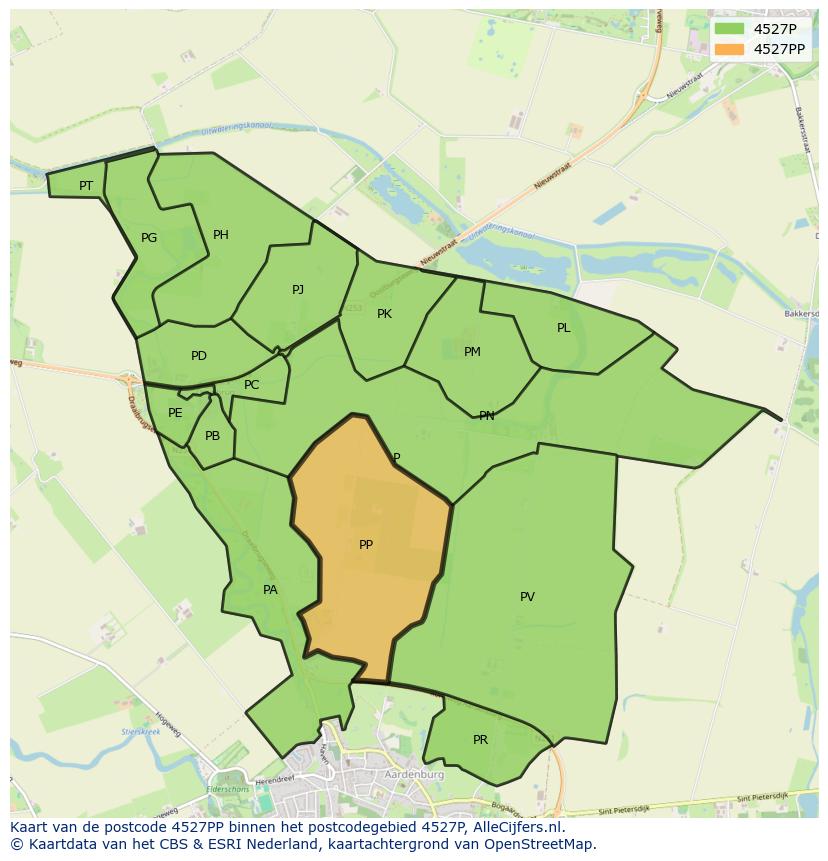 Afbeelding van het postcodegebied 4527 PP op de kaart.