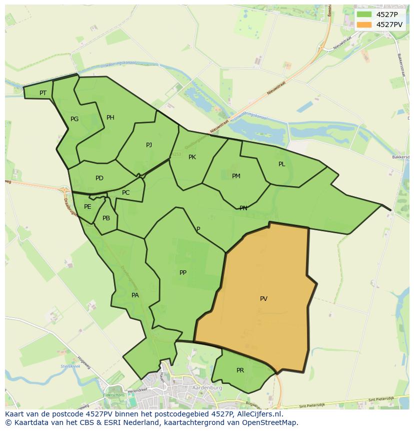 Afbeelding van het postcodegebied 4527 PV op de kaart.