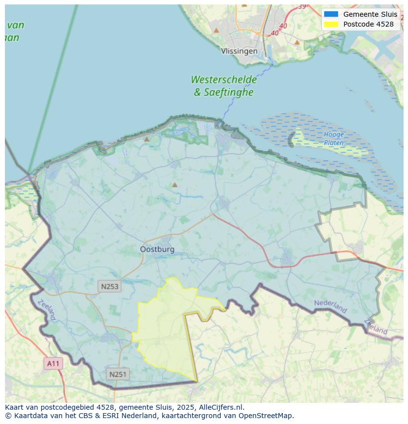 Afbeelding van het postcodegebied 4528 op de kaart.