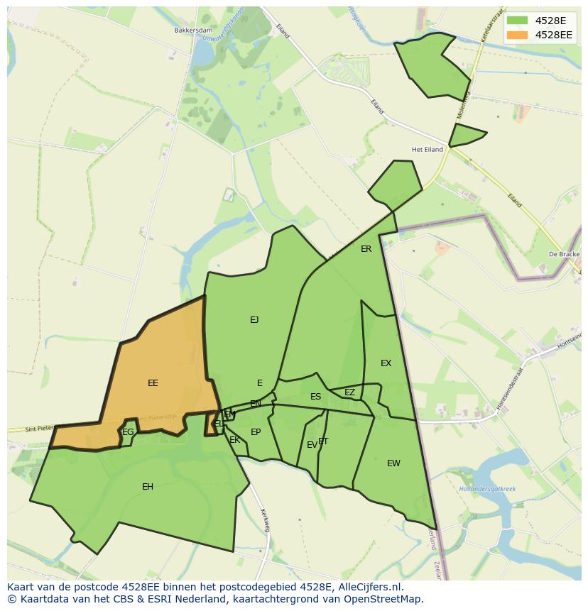 Afbeelding van het postcodegebied 4528 EE op de kaart.