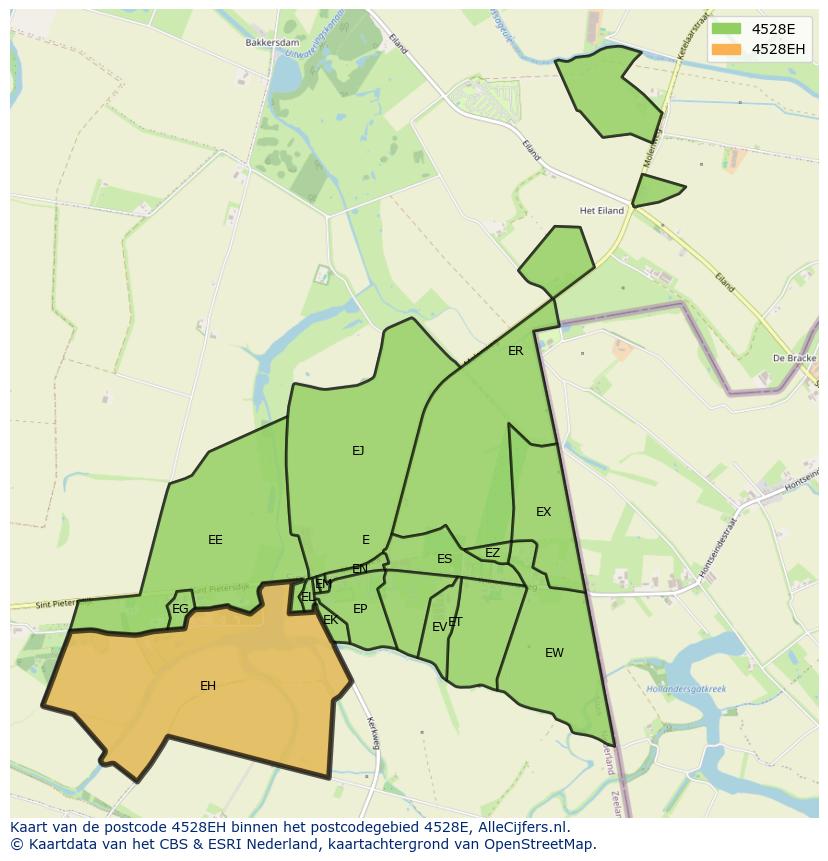 Afbeelding van het postcodegebied 4528 EH op de kaart.