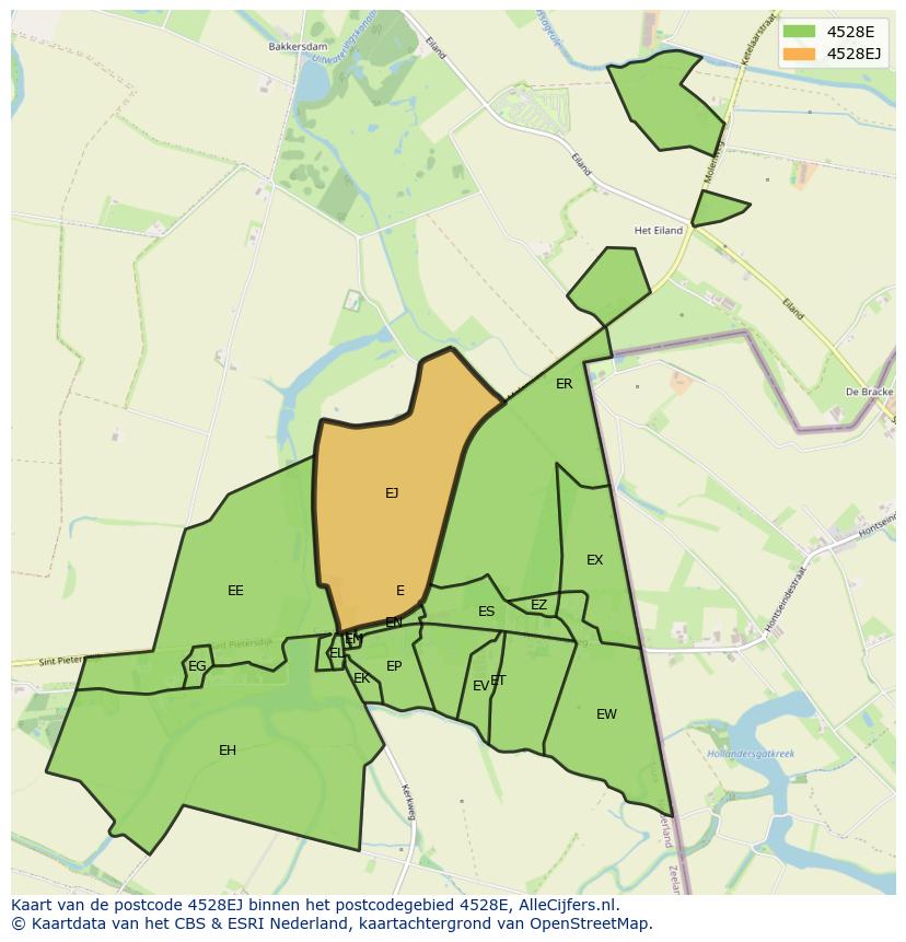 Afbeelding van het postcodegebied 4528 EJ op de kaart.