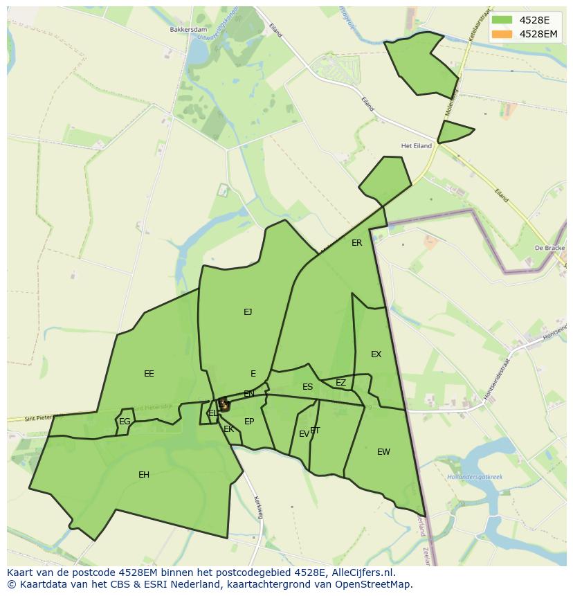 Afbeelding van het postcodegebied 4528 EM op de kaart.