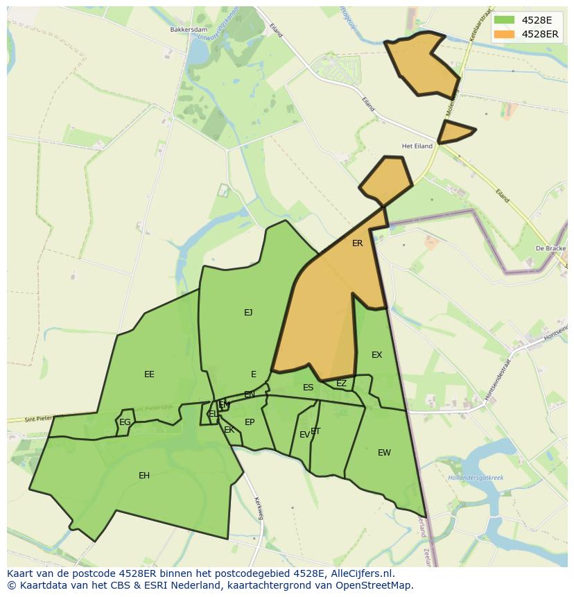 Afbeelding van het postcodegebied 4528 ER op de kaart.