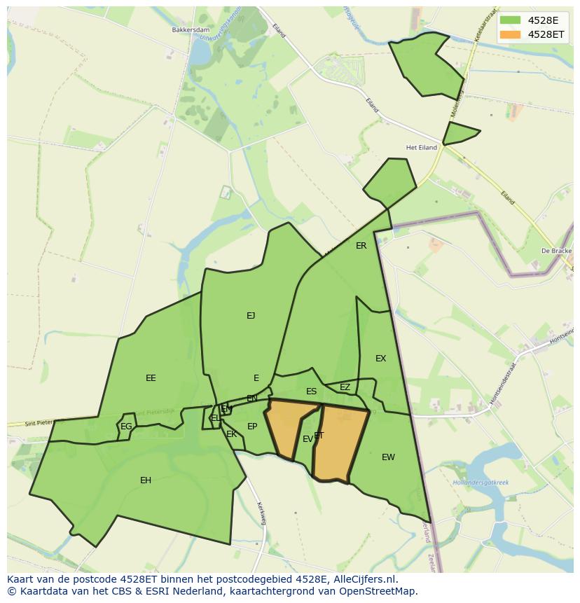 Afbeelding van het postcodegebied 4528 ET op de kaart.