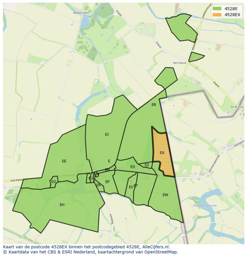 Afbeelding van het postcodegebied 4528 EX op de kaart.