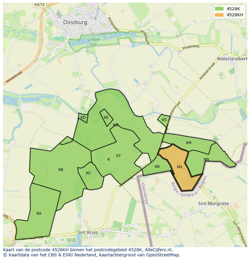 Afbeelding van het postcodegebied 4528 KH op de kaart.