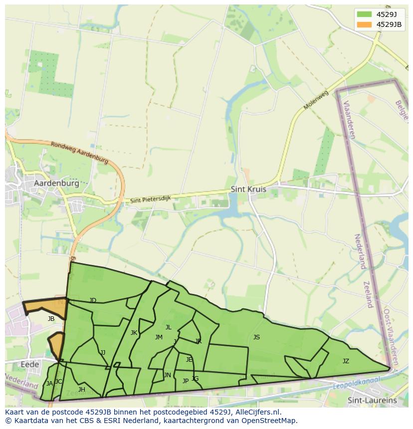 Afbeelding van het postcodegebied 4529 JB op de kaart.