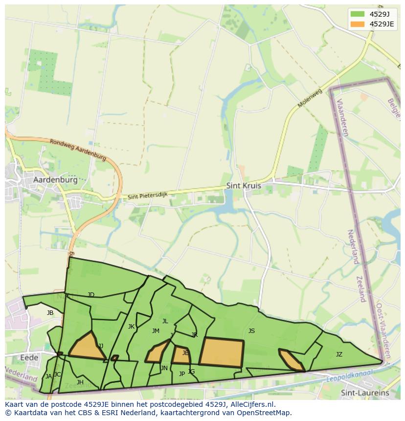 Afbeelding van het postcodegebied 4529 JE op de kaart.