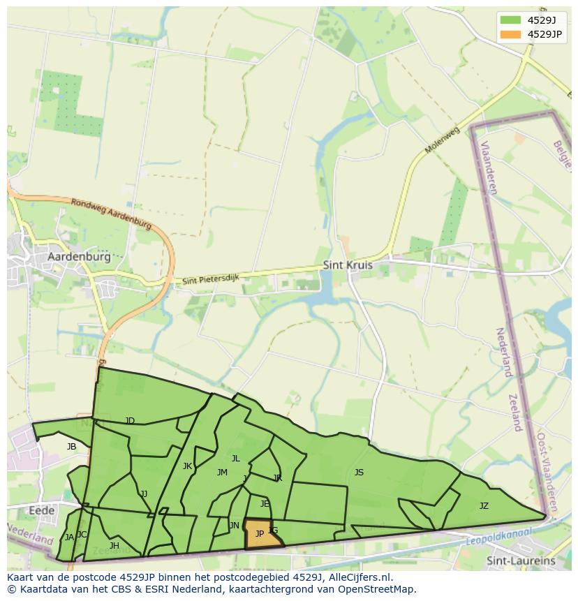 Afbeelding van het postcodegebied 4529 JP op de kaart.