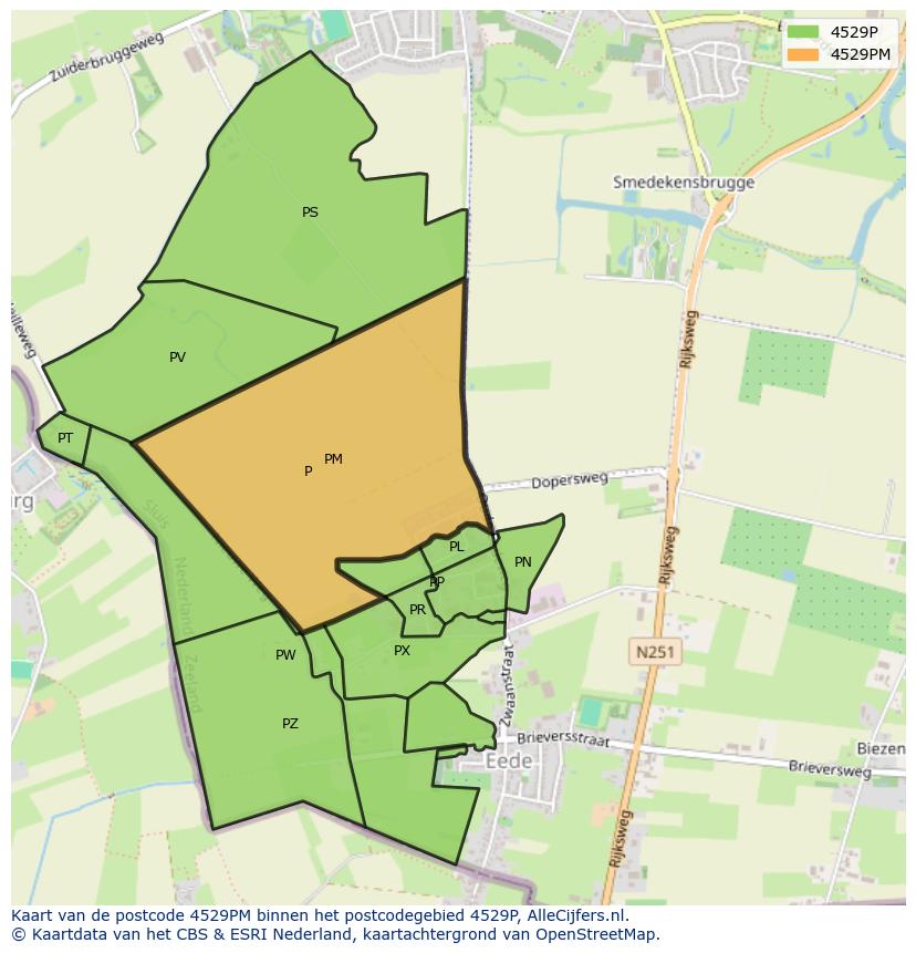 Afbeelding van het postcodegebied 4529 PM op de kaart.
