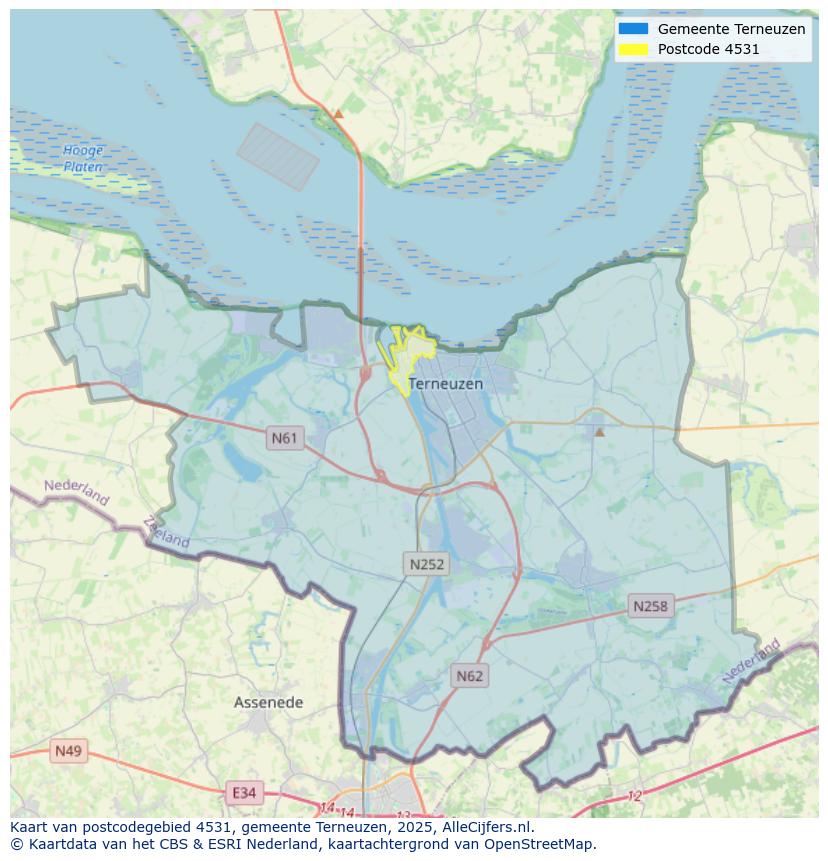 Afbeelding van het postcodegebied 4531 op de kaart.
