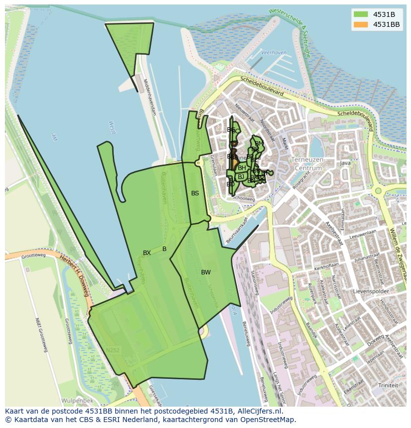 Afbeelding van het postcodegebied 4531 BB op de kaart.