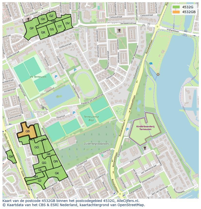 Afbeelding van het postcodegebied 4532 GB op de kaart.