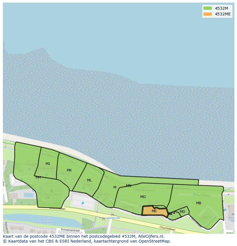 Afbeelding van het postcodegebied 4532 ME op de kaart.