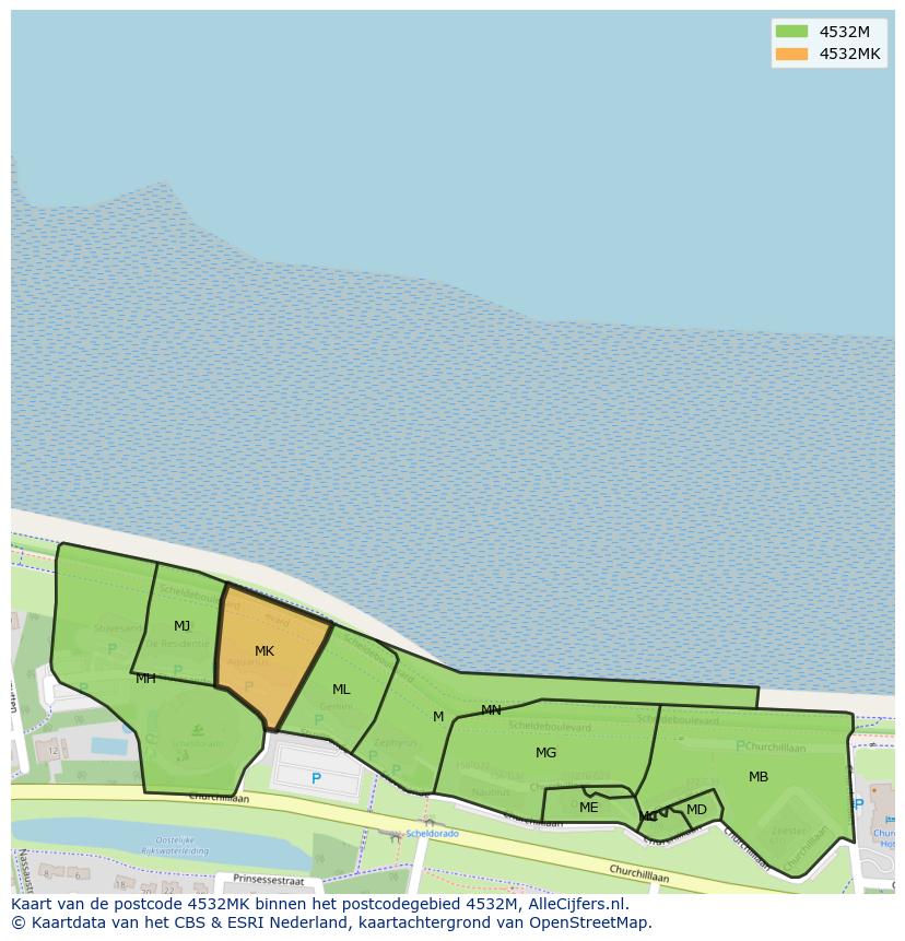 Afbeelding van het postcodegebied 4532 MK op de kaart.