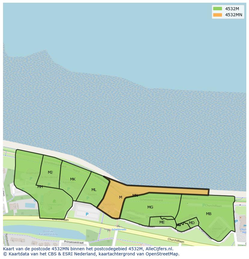 Afbeelding van het postcodegebied 4532 MN op de kaart.