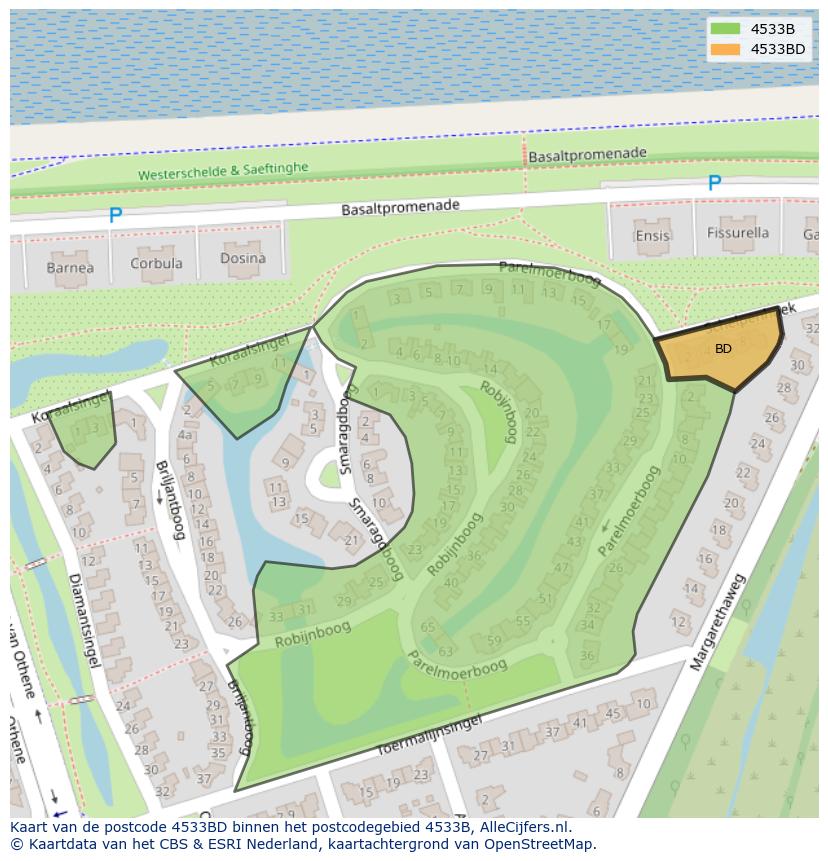 Afbeelding van het postcodegebied 4533 BD op de kaart.