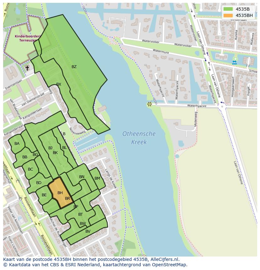 Afbeelding van het postcodegebied 4535 BH op de kaart.