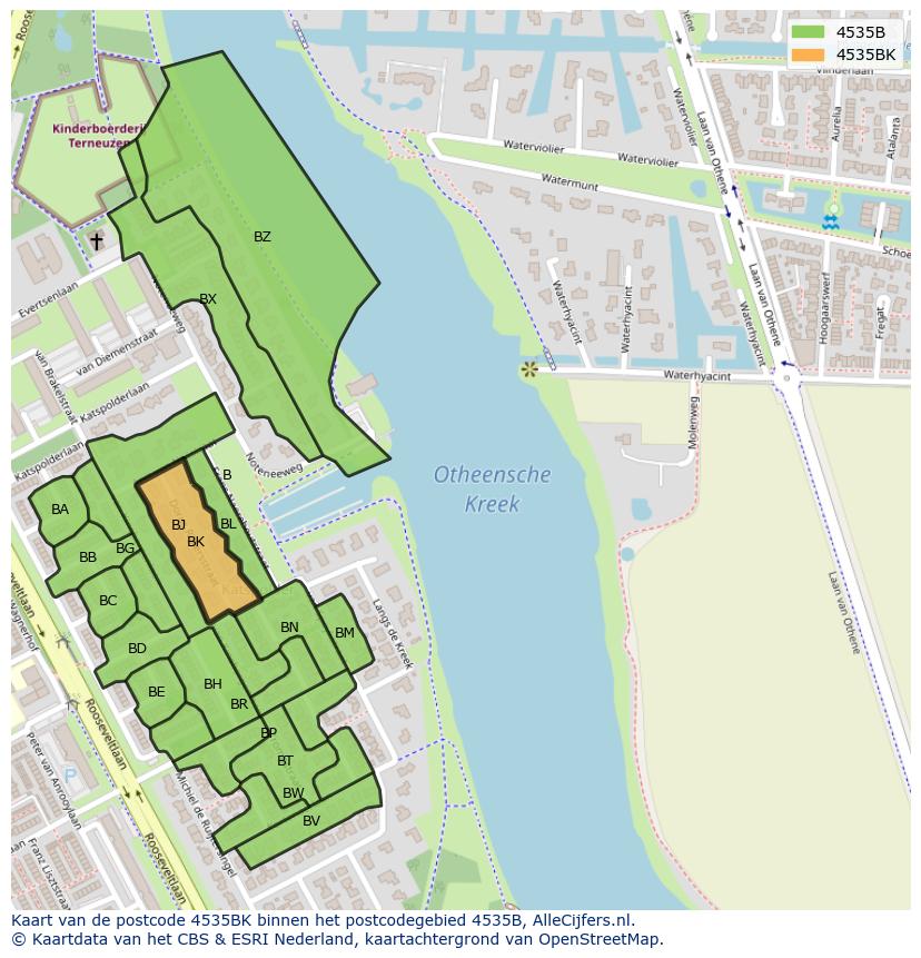 Afbeelding van het postcodegebied 4535 BK op de kaart.