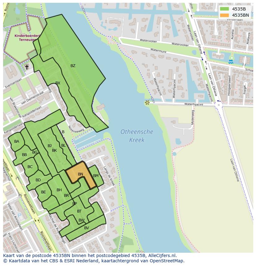 Afbeelding van het postcodegebied 4535 BN op de kaart.