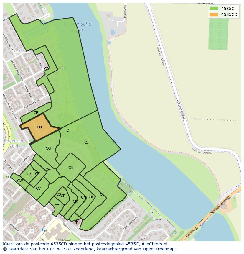 Afbeelding van het postcodegebied 4535 CD op de kaart.