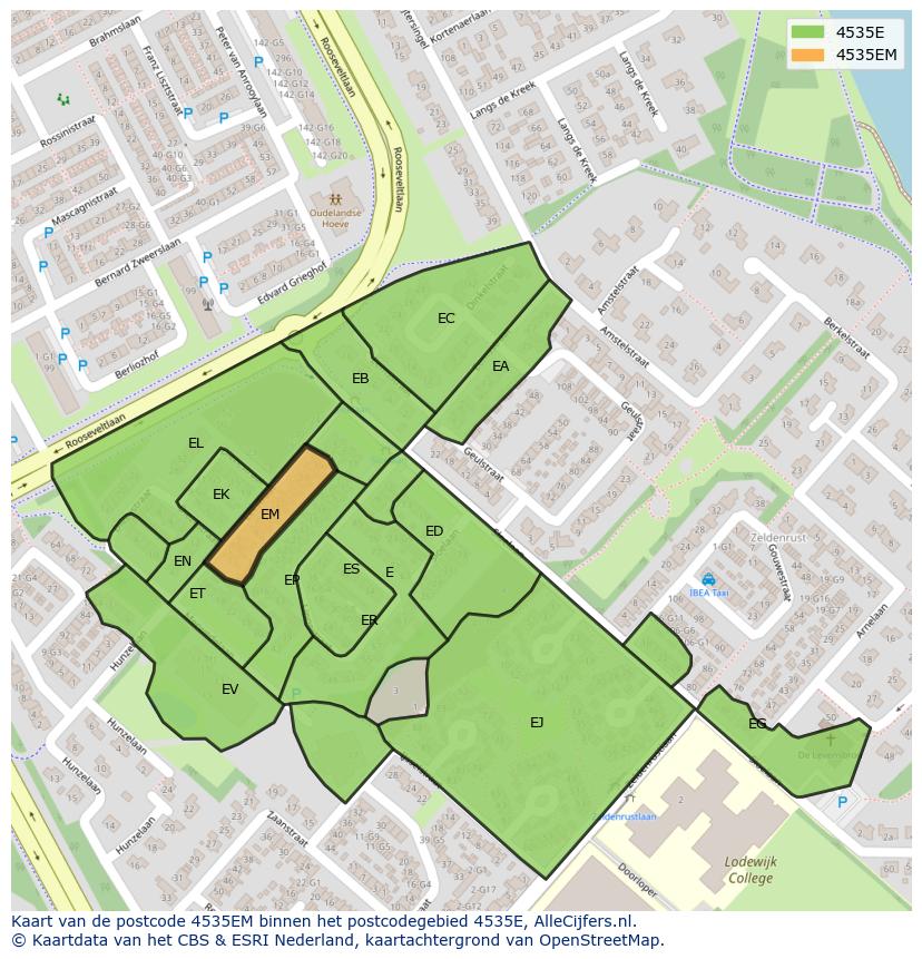 Afbeelding van het postcodegebied 4535 EM op de kaart.