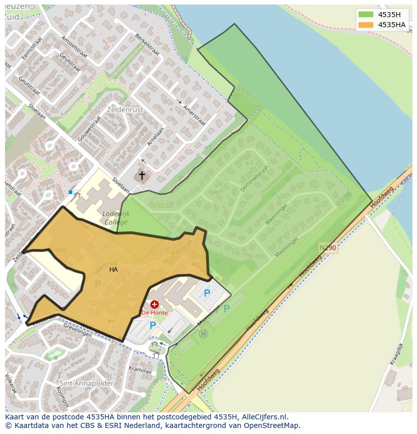 Afbeelding van het postcodegebied 4535 HA op de kaart.