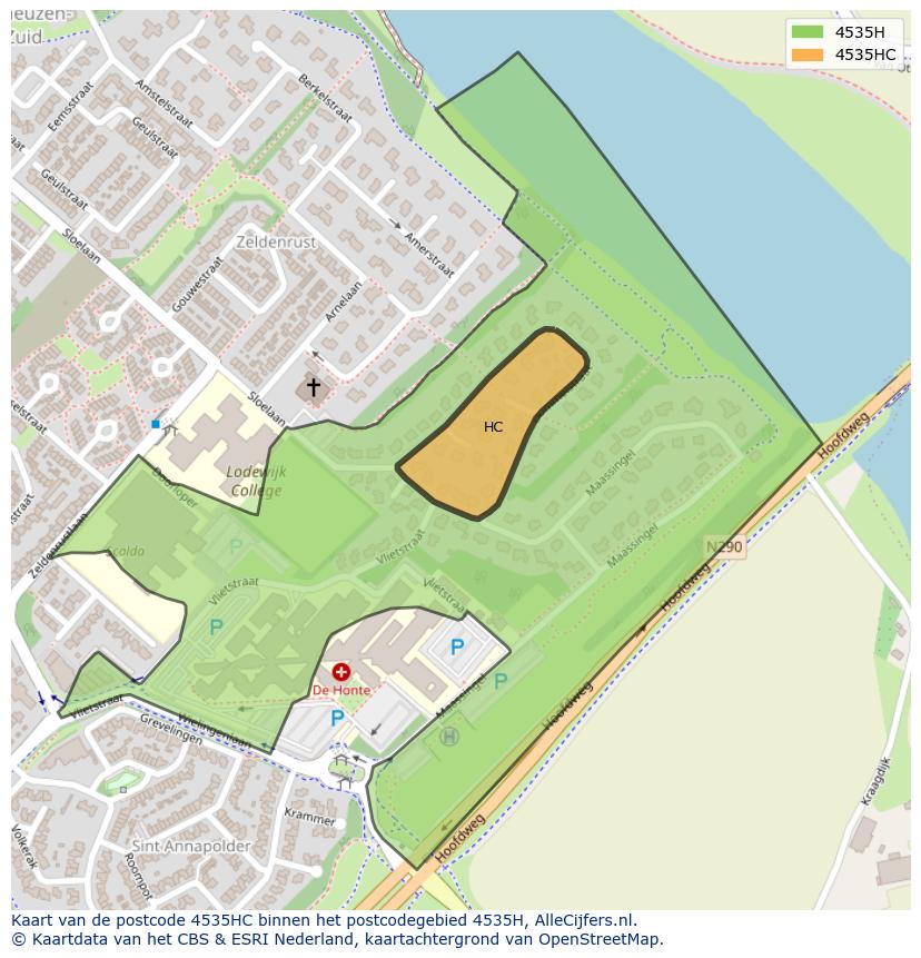 Afbeelding van het postcodegebied 4535 HC op de kaart.