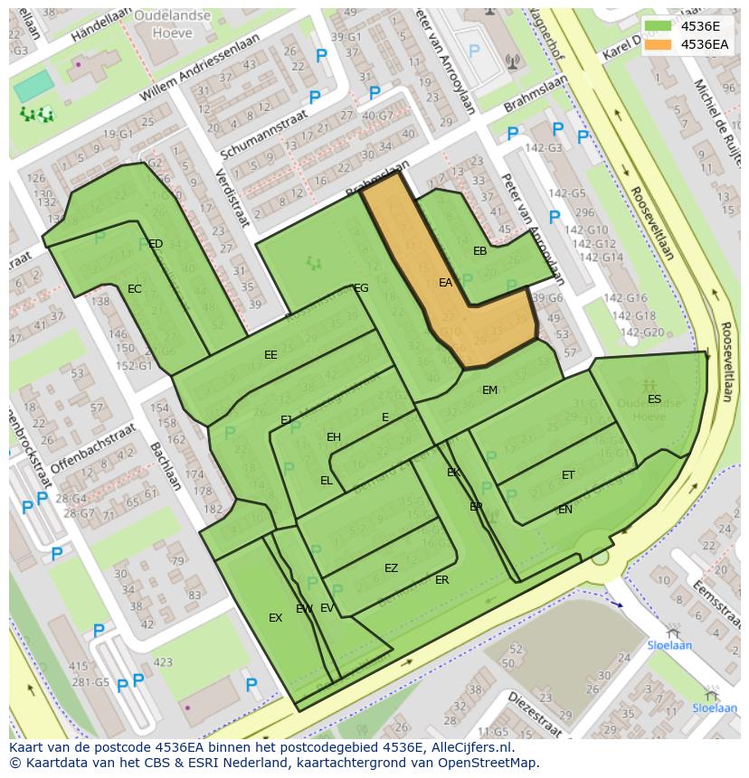 Afbeelding van het postcodegebied 4536 EA op de kaart.