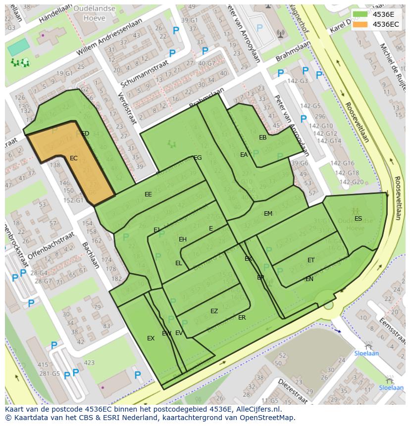 Afbeelding van het postcodegebied 4536 EC op de kaart.